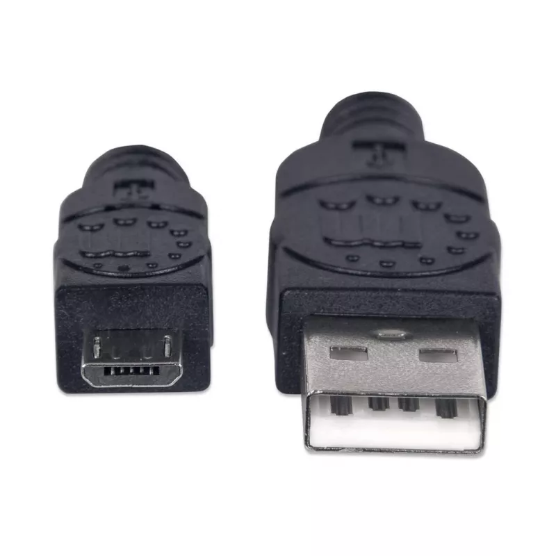 Manhattan USB-A į Micro-USB laidas, 1,8 m, vyriškas į vyrišką, juodas, 480 Mbps (USB 2.0), Hi-Speed USB, viso gyvenimo garantija