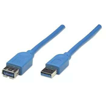 USB-A prailginimo kabelis Manhattan 2 m, vyriškas į moterišką, mėlynas
