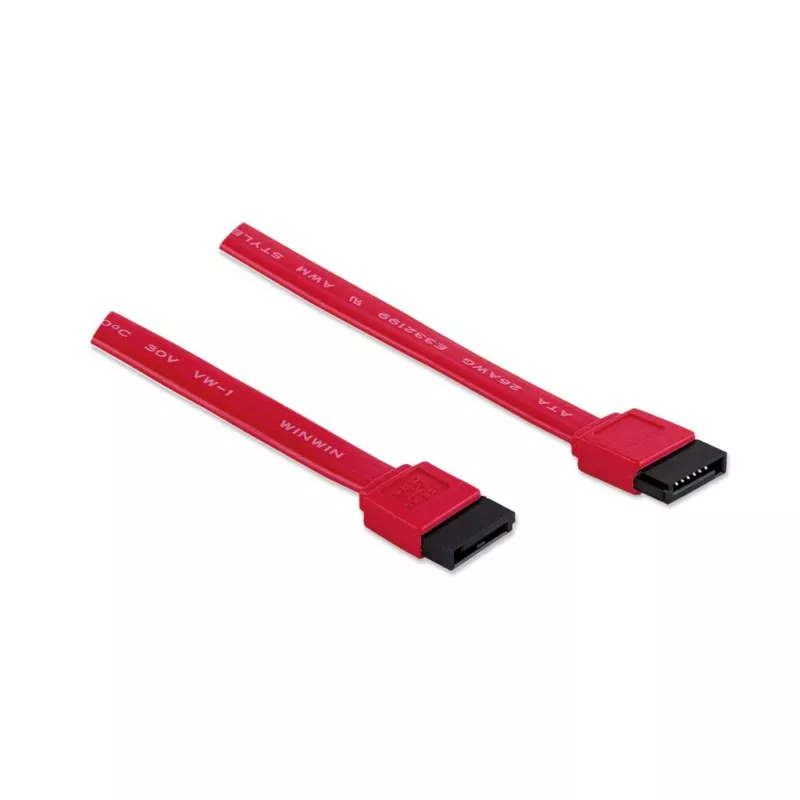 Manhattan SATA duomenų kabelis, 7 kontaktų, 50 cm, Kištukas-Kištukas, 6 Gbps, Raudonas, Viso gyvenimo garantija