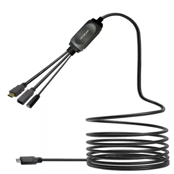 VivoLink PROUSBCHDMIUSB3-5 USB-C laidas su USB 3.0 stotele ir įkrovimu, juodas