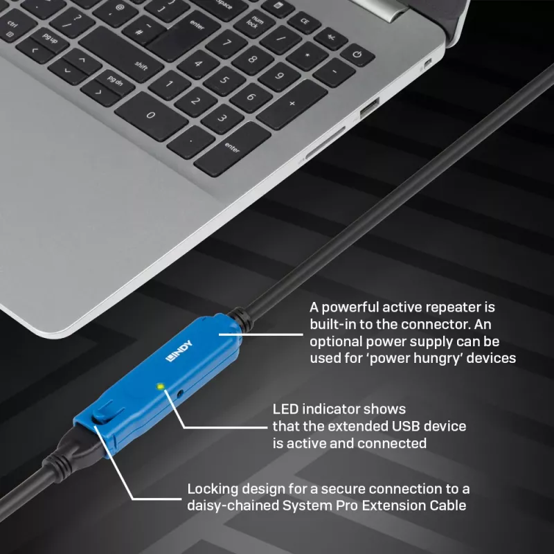 Lindy 30 m USB 3.0 Active Extension Pro USB A – USB A 5 Gbit/s