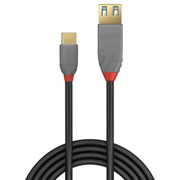 Lindy 0.15 m USB 3.2 Type C į A adapterio kabelis, 10 Gbps, Anthra Line