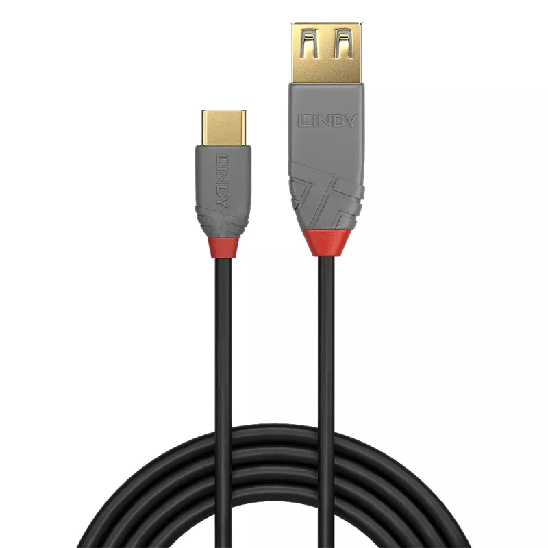 Lindy 0.15m USB 2.0 tipo C į A adapterio laidas, Anthra Line