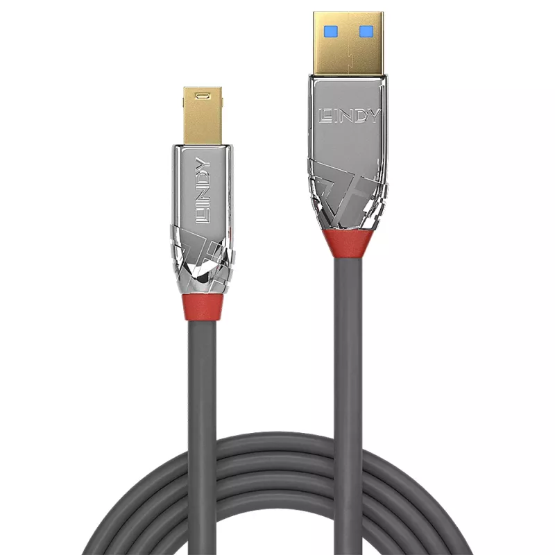 Lindy 0.5m USB 3.2 Type A į B kabelis, 5Gbps, Cromo Line