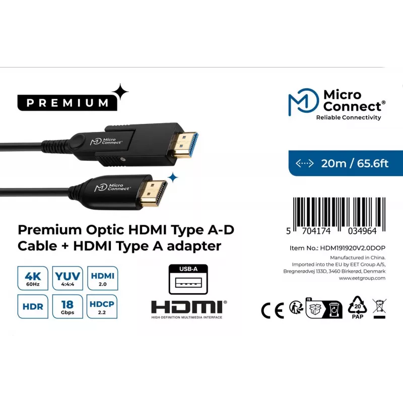 HDMI kabelis MicroConnect HDM191920V2.0DOP 20 m