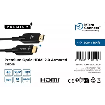 MicroConnect HDM191950V2.0AOP HDMI kabelis 50 m HDMI A tipo (standartinis) juodas