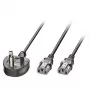 Maitinimo laidas MicroConnect PE090425Y, H05VV-F 2,5 m, 2x C13 jungtis, 250 V 13 A, juodas