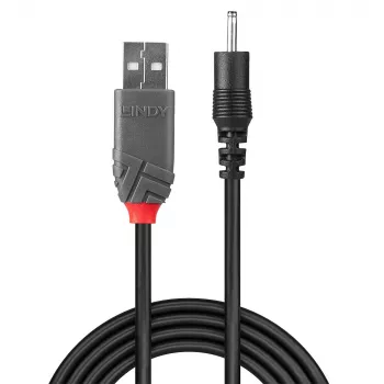 Lindy 1,5m USB į 0,7mm vidinis / 2,5mm išorinis nuolatinės srovės laidas