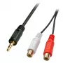 Lindy 0,25 m AV adapterinis kabelis – 3,5 mm kištukas į 2 x RCA lizdą