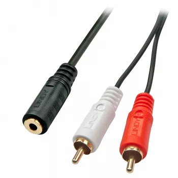 Lindy 0,25 m AV adapterio laidas - 3,5 mm lizdas į 2 x RCA kištukus