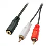 Lindy 0,25 m AV adapterio laidas - 3,5 mm lizdas į 2 x RCA kištukus