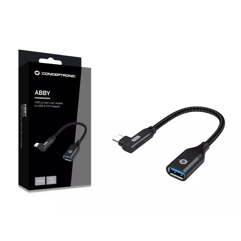 Conceptronic ABBY19B USB 3.2 Gen 2 90° lenktas USB-C į USB-A OTG adapteris