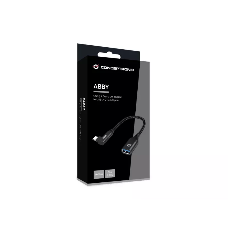 Conceptronic ABBY19B USB 3.2 Gen 2 90° lenktas USB-C į USB-A OTG adapteris