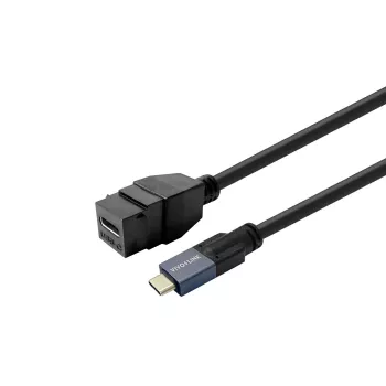 USB-C moteriškas adapteris VivoLink PROKEYUSBCFM1B – montuojamas į skydą, juodas