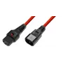 MicroConnect MC-C13C14LOCK-1.5M maitinimo laidas, C13/C14 su užraktu, raudonas, 1,5 m