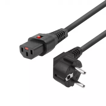 MicroConnect MC-SCHC13-2 – Kampinis maitinimo adapteris su užraktu, Schuko CEE7/7 – IEC C13