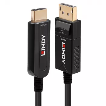 Lindy 50m Hibridinis šviesolaidinis DisplayPort 1.2 į HDMI 18G laidas