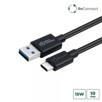 Microconnect ECO-USB3.2CA1 USB 3.2 Gen 2 adapteris USB-A (mot.) į USB-C (vyr.) 1 m juodas