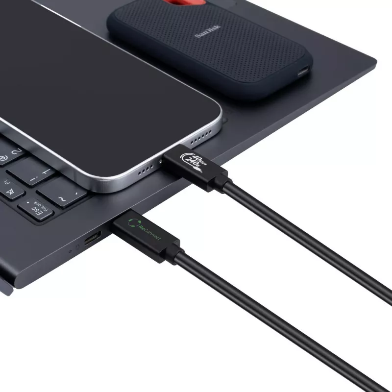 USB4 laidas MicroConnect ReConnect ECO-USB4CC1 – USB4 duomenų/įkrovimo laidas (modelis ECO-USB4CC1)
