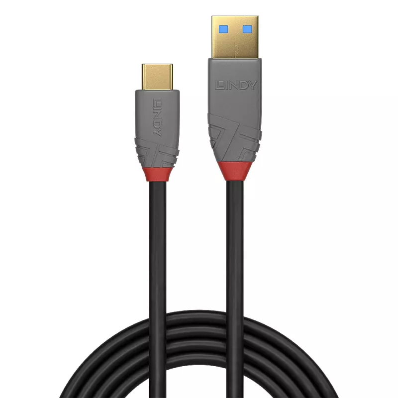 USB 3.2 Type A į C laidas Lindy 2 m, 10 Gbps, 5 A PD, juodas