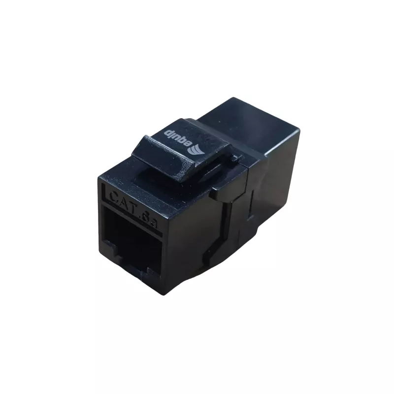 Keystone jungtis EQUIP Cat.6A neekranuota, RJ-45, plokščios konstrukcijos, juoda, 8 vnt.
