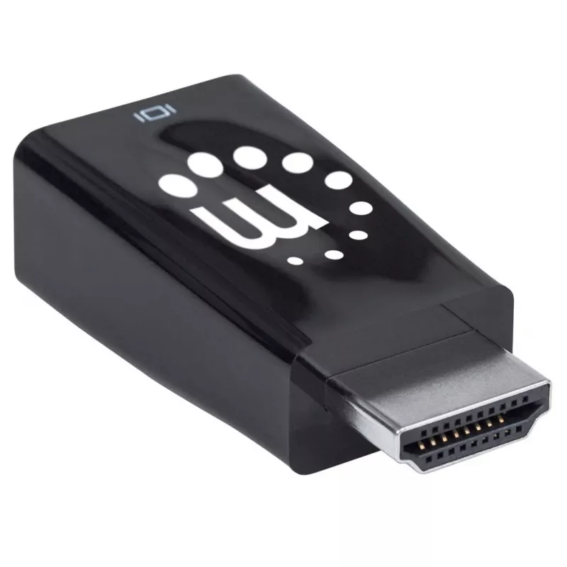 Manhattan HDMI į VGA keitiklis (su garsu), 1080p, Kištukas į Lizdą, Micro-USB maitinimo įvestis, Juodas, Trejų metų garantija