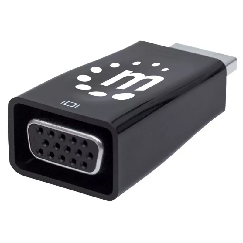 Manhattan HDMI į VGA keitiklis (su garsu), 1080p, Kištukas į Lizdą, Micro-USB maitinimo įvestis, Juodas, Trejų metų garantija