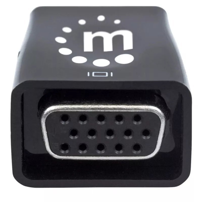 Manhattan HDMI į VGA keitiklis (su garsu), 1080p, Kištukas į Lizdą, Micro-USB maitinimo įvestis, Juodas, Trejų metų garantija