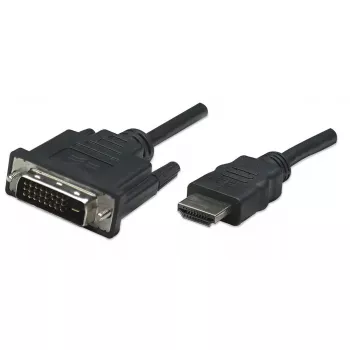 Manhattan HDMI į DVI-D 24+1 laidas, 1 m, Kištukas į Kištuką, Juodas, Dvigubos jungties, Viso gyvenimo garantija