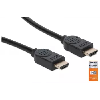 HDMI kabelis su Ethernet Manhattan HDMM1MP 1m Vyriškas į Vyrišką Juodas