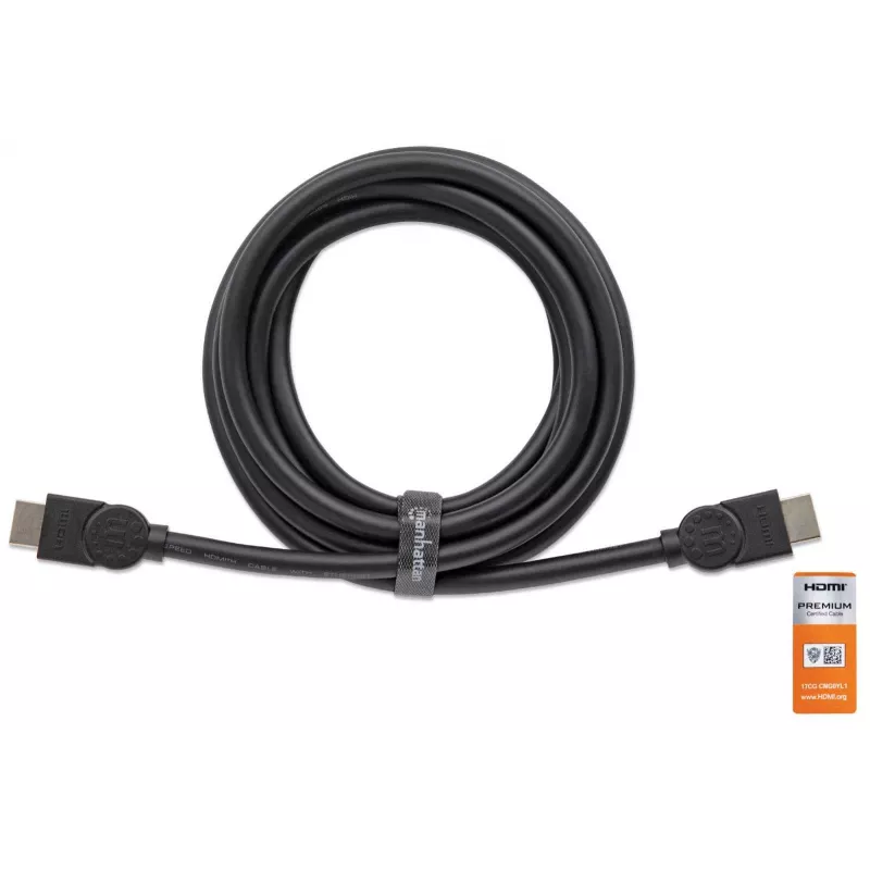 HDMI kabelis su Ethernet Manhattan HDMM1MP 1m Vyriškas į Vyrišką Juodas