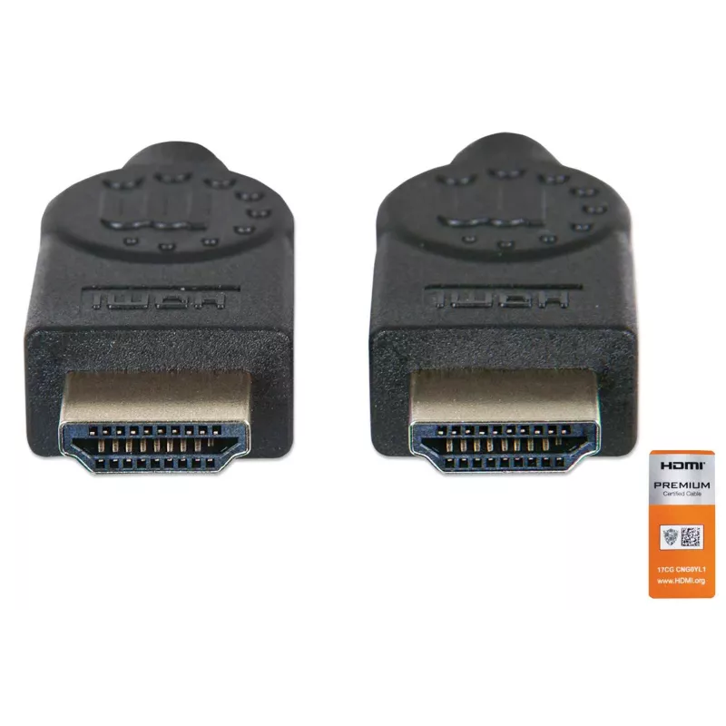 HDMI kabelis su Ethernet Manhattan HDMM1MP 1m Vyriškas į Vyrišką Juodas