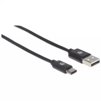 Manhattan USB-C į USB-A laidas, 2 m, Vyriškas į Vyrišką, Juodas, 480 Mbps (USB 2.0), Hi-Speed USB, Viso gyvenimo garantija