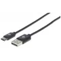 Manhattan USB-C į USB-A laidas, 3 m, Vyriškas į Vyrišką, 480 Mbps (USB 2.0), Hi-Speed USB, Juodas, Viso Gyvenimo Garantija