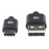 Manhattan USB-C į USB-A laidas, 3 m, Vyriškas į Vyrišką, 480 Mbps (USB 2.0), Hi-Speed USB, Juodas, Viso Gyvenimo Garantija