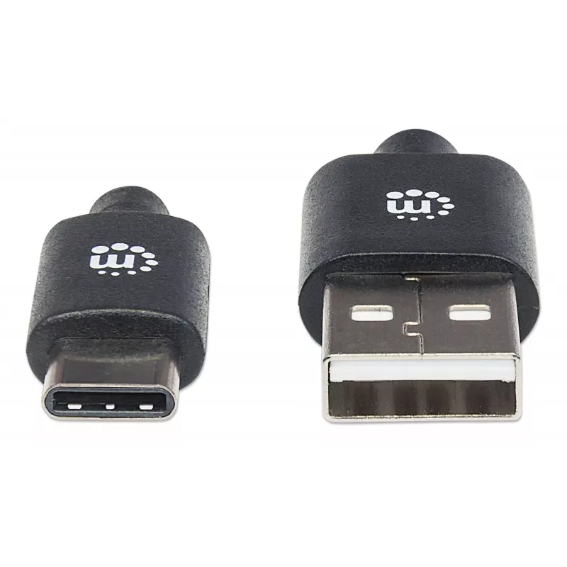 Manhattan USB-C į USB-A laidas, 3 m, Vyriškas į Vyrišką, 480 Mbps (USB 2.0), Hi-Speed USB, Juodas, Viso Gyvenimo Garantija