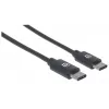 Manhattan USB-C laidas, 2 m, vyriškas į vyrišką, juodas, 480 Mbps (USB 2.0), 3A
