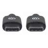 Manhattan USB-C laidas, 2 m, vyriškas į vyrišką, juodas, 480 Mbps (USB 2.0), 3A