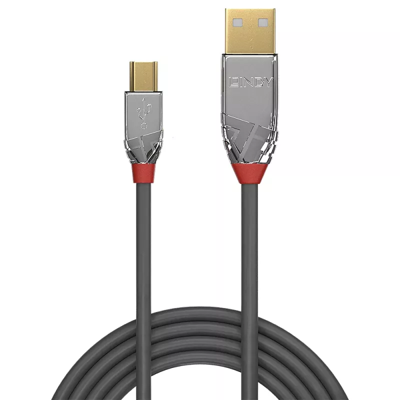 Lindy 5m USB 2.0 A tipo į Mini-B laidas, Cromo Line