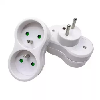 MicroConnect MC-PLUGEU1+2FRW maitinimo adapteris 1×EU + 2×Prancūziškas E lizdas