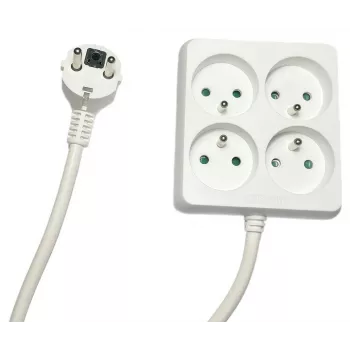 MicroConnect MC-PSSQUARE040150FRW ilgintuvas 1,5 m 4 AC lizdai Baltas