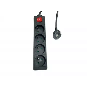 Power strip MicroConnect MC-PSOO040150FRB 4-kių lizdų su atskirais įjungimo/išjungimo jungikliais