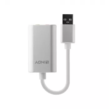 Garso keitiklis Lindy USB Type A į garso išvestį, sidabrinis/baltas, 25 g
