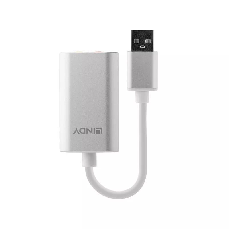 Garso keitiklis Lindy USB Type A į garso išvestį, sidabrinis/baltas, 25 g