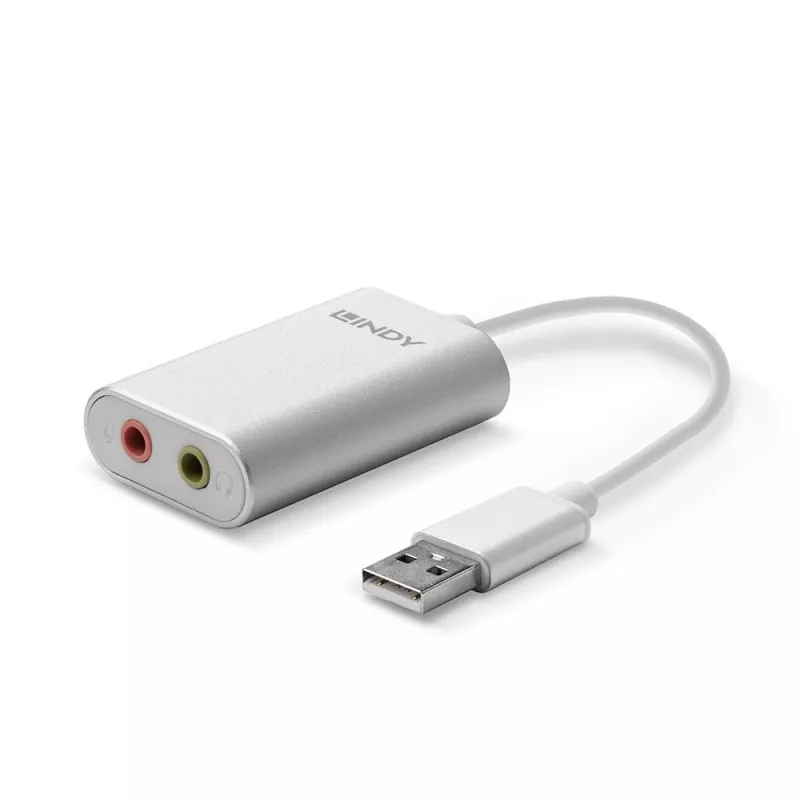 Garso keitiklis Lindy USB Type A į garso išvestį, sidabrinis/baltas, 25 g