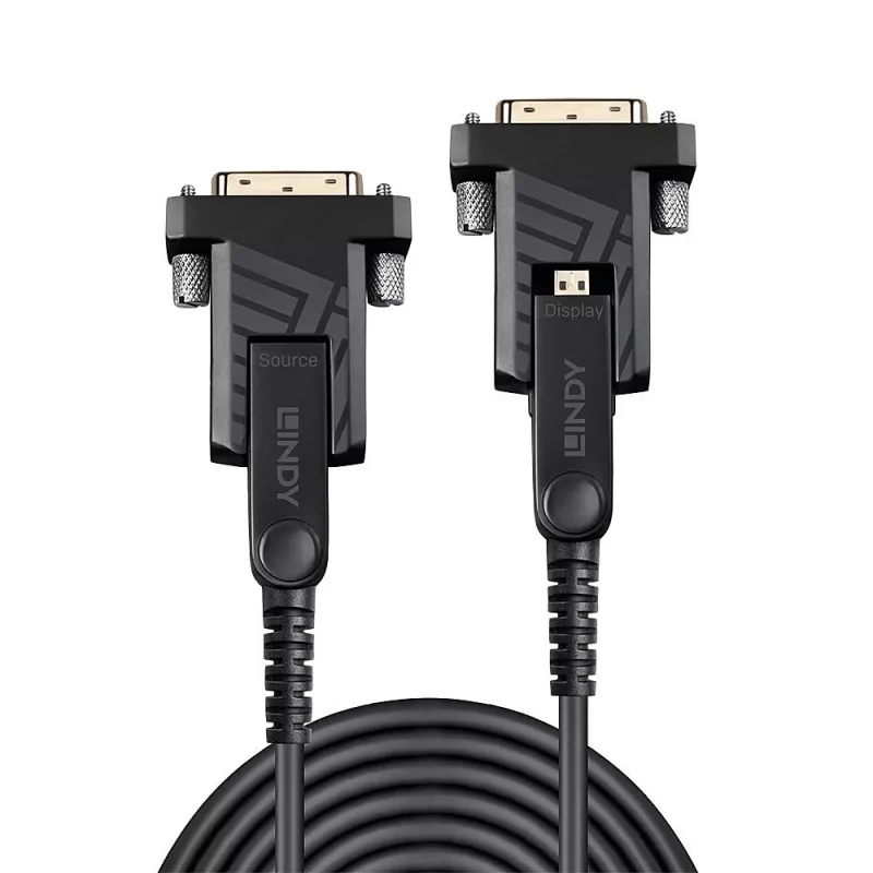 Lindy 70 m pluoštinis hibridinis Micro-HDMI 18G kabelis su nuimamomis HDMI ir DVI jungtimis