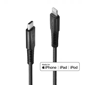 Lindy 3m Sustiprintas USB Type C – Lightning laidas
