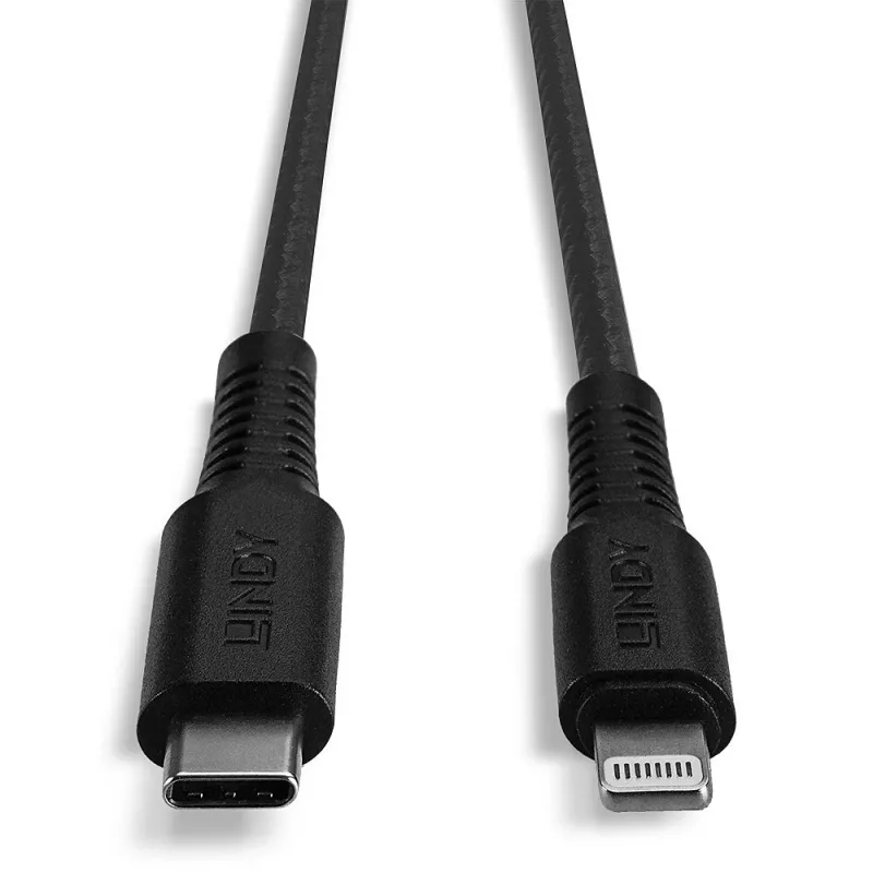 Lindy 2m sustiprintas USB Type C į Lightning įkrovimo ir sinchronizavimo kabelis