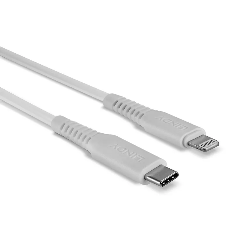 Lindy 1 m USB Type C – Lightning laidas, baltas