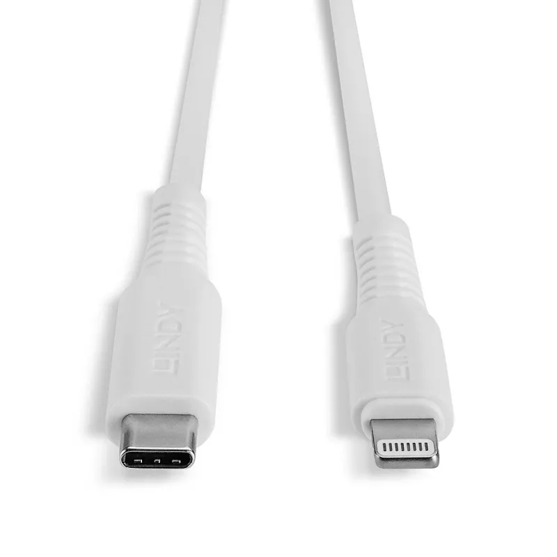 Lindy 1 m USB Type C – Lightning laidas, baltas